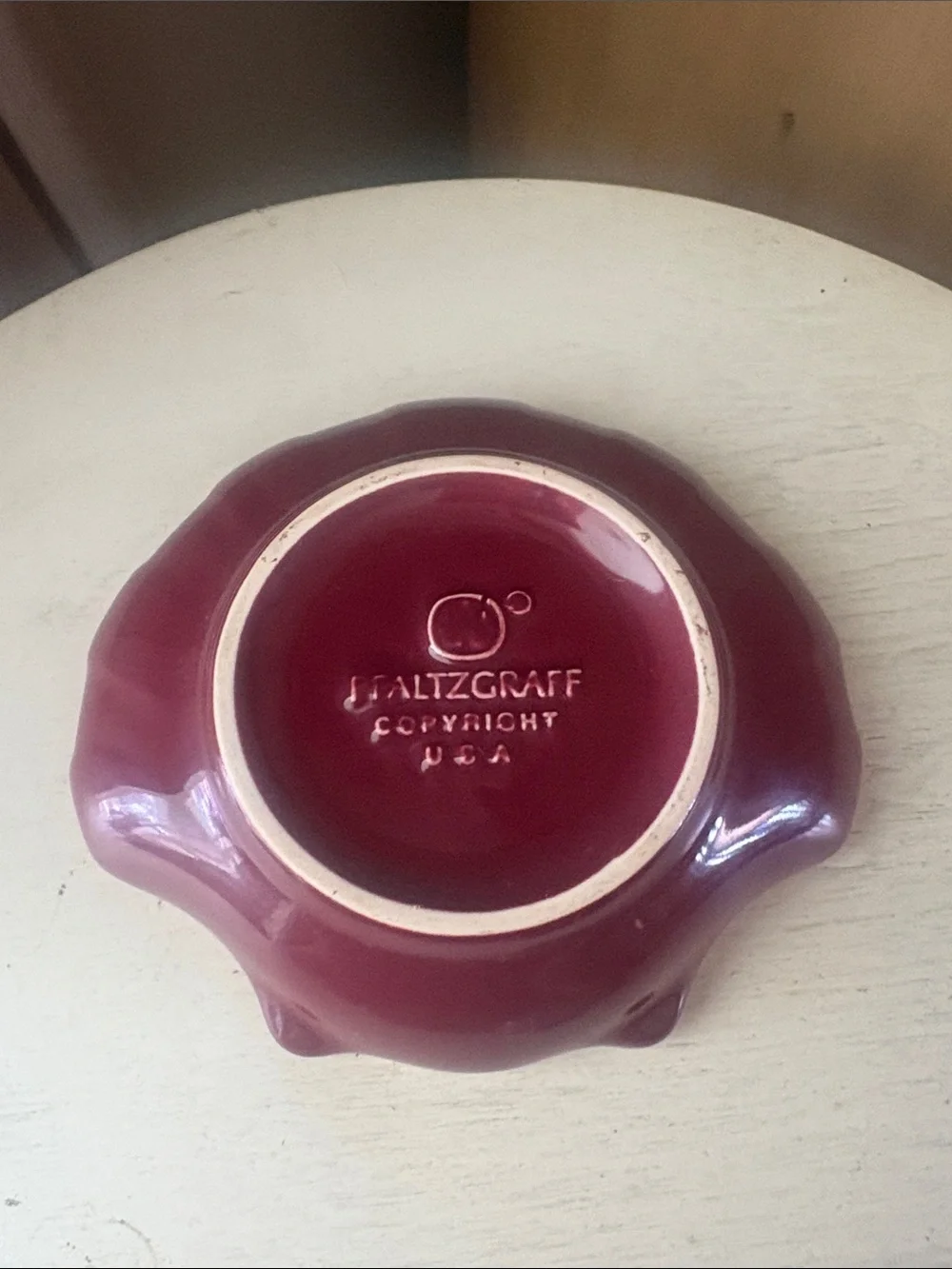 Pfaltzgraff Shell Soap/Trinket Dish Maroon U.S.A. Made